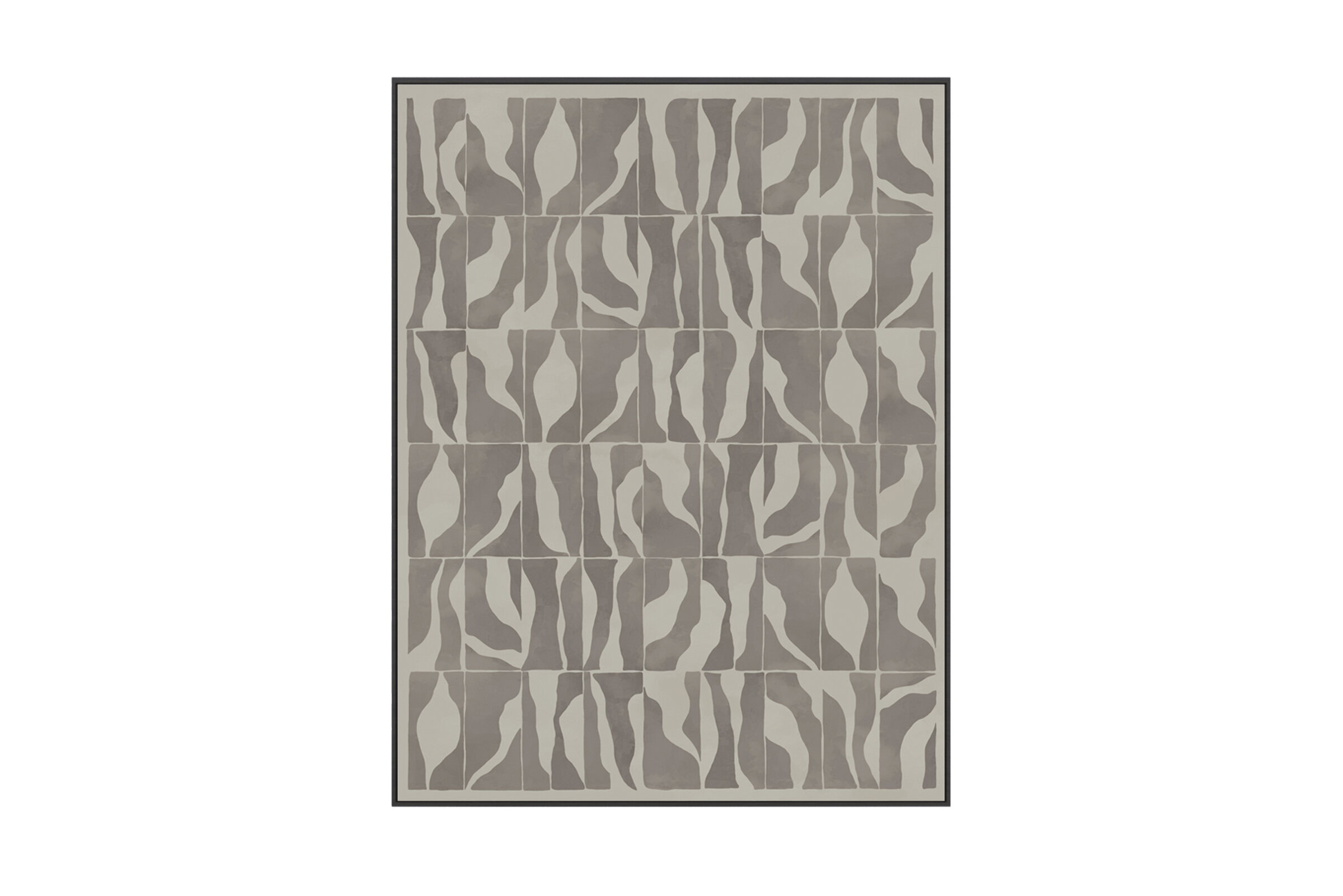 Modern decorative tile with abstract leaf pattern in neutral beige and taupe tones, ideal for enhancing contemporary interior spaces.